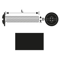 Surub M4, lungime 16 mm, cap bombat, locas cruciform combi Z, otel RAL 9005 Negru Intens, 100 buc./cutie