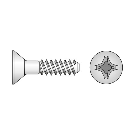 Surub 3.0 x 12 mm, cu cap tesit pentru termoplaste, inox A2, 100 buc./cutie