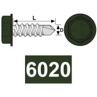 Surub autoforant 4.8 x 16 mm, cap HEX, forma K, DIN 7504, otel RAL 6020 verde crom, 250 buc./cutie