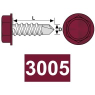 Surub autoforant 4.8 x 16 mm, cap HEX, forma K, DIN 7504, otel RAL 3005 rosu visiniu, 250 buc./cutie