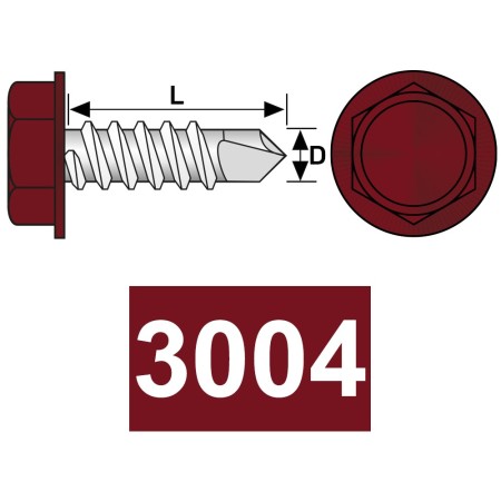 Surub autoforant 4.8 x 25 mm, cap HEX, forma K, DIN 7504, otel RAL 3004 rosu purpuriu, 250 buc./cutie