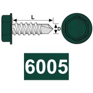Surub autoforant 6.3 x 19 mm, cap HEX, forma K, DIN 7504, otel RAL 6005 verde muschi, 50 buc./cutie