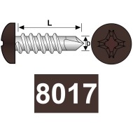 Surub autoforant 4.2 x 16 mm, cap bombat, forma N, DIN 7504, otel RAL 8017 maro ciocolatiu, 100 buc./cutie