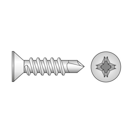 Surub autoforant 3.5 x 16 / Ph2, cap inecat, forma P, DIN 7504, inox A2, 500 buc./cutie