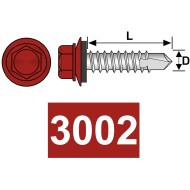 Surub autoforant 4.8 x 19 mm, cap HEX si saiba EPDM Ø 14 mm, otel RAL 3002 rosu carmin, 100 buc./cutie