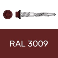 Surub autoforant 5.5 x 32 mm, otel RAL 3009 ruginiu, saiba EPDM Ø 16 mm, 100 buc./cutie