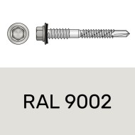Surub autoforant 6.3 x 175 mm, filet 50 mm, otel RAL 9002 alb galbui, saiba EPDM Ø 16 mm, 100 buc./cutie