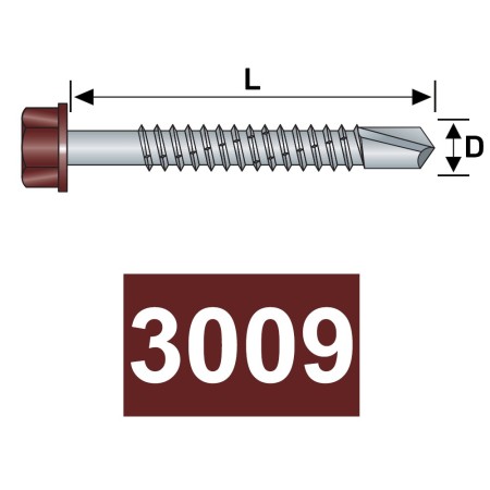 Surub autoforant 6.3 x 35 mm, RAL 3009 ruginiu, 200 buc./cutie