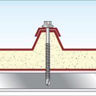 Surub autoforant 6.3 x 120 / 70 mm, filet 70 mm, cap HEX cu saiba din inox A2 EPDM, 100 buc./cutie