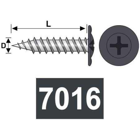 Surub autofiletant 4.2 x 32 mm, cap semiinecat, pentru tabla, RAL 7016 gri antracit, 500 buc./cutie