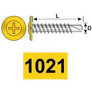 Surub autoforant 4.2 x 41 mm, cap plat cu saiba, otel RAL 1021 galben cadmiu, 500 buc./cutie