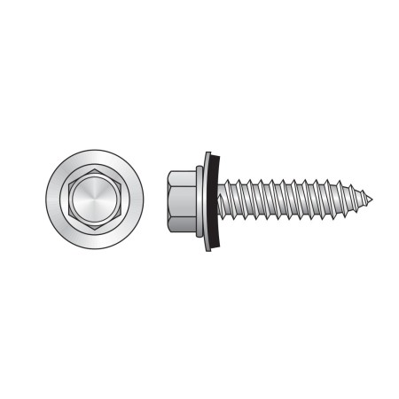 Surub autofiletant 6.3 x 19 mm, cap HEX, saiba cauciucata Ø 16 mm, otel zincat, 100 buc./cutie