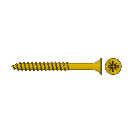 Surub PAL 4.5 x 70 mm, partial filetat, cap innecat, otel zincat galben, 500 buc./cutie