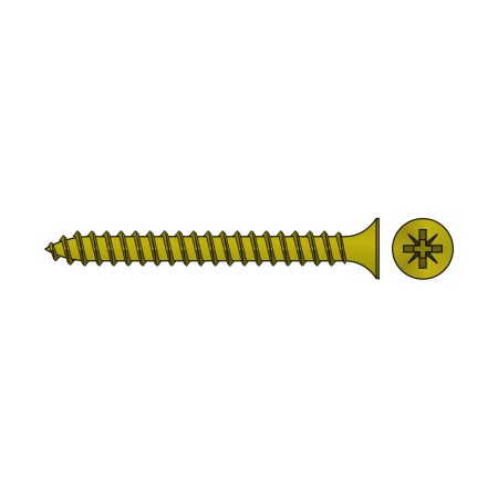 Surub PAL 2.5 x 18 mm, cap innecat, amprenta Pz1, total filetat, otel zincat galben, 150 buc/punga