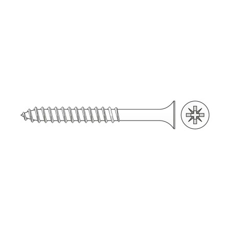 Surub PAL 4 x 70 mm, partial filetat, cap innecat, otel zincat alb, 500 buc./cutie