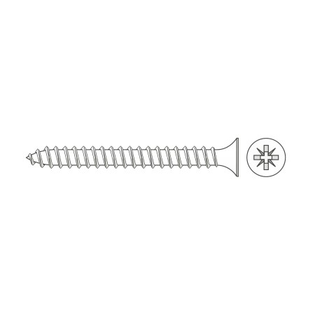 Surub PAL 5 x 60 mm, cap innecat, amprenta Pz2, total filetat, otel zincat alb, 500 buc./cutie