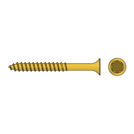 Surub PAL 6 x 180 mm, partial filetat, cap innecat, TORX, otel zincat galben, 100 buc./cutie