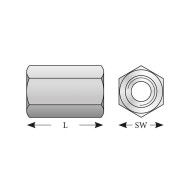 Piulita de cuplare M6 x 20 x 10 mm, DIN 6334, otel zincat, 4 buc/punga