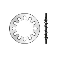 Saiba elastica 15 mm cu dinti interiori, forma i, DIN 6797, otel zincat, 100 buc./cutie