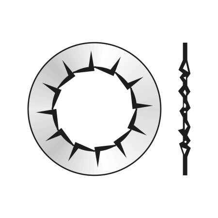 Saiba elastica 19 mm cu crestaturi interioare, forma i, DIN 6798, otel zincat, 250 buc./cutie