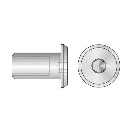 Piulita conector M6 x 12 mm, cap plat, zamac zincat, 100 buc./cutie