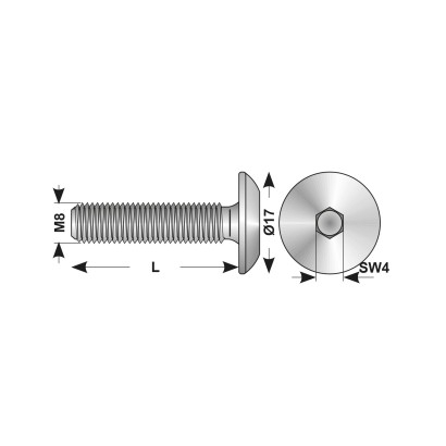 Surub M8 x 35 mm, cap...