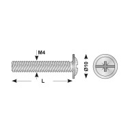 Surub M4 x 20 mm, cu cap bombat, locas cruciform combi Z, otel nichelat, 20 buc./cutie