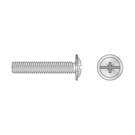 Surub M4 x 20 mm, cu cap bombat, locas cruciform combi Z, otel nichelat, 100 buc./cutie
