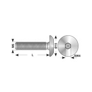 Surub M6 x 70 mm, cap bombat, locas inbus SW4, otel zincat, 20 buc./cutie