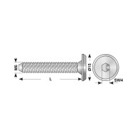 Surub filetat M6 x 55 mm, cap cilindric, locas inbus SW4, otel zincat, 100 buc./cutie