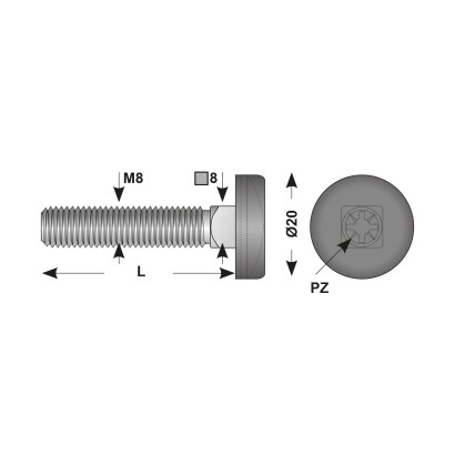 Surub de reglare M8 x 60...