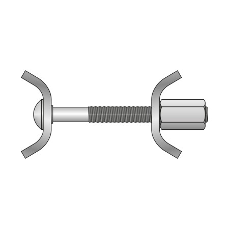 Conector M6 x 65 mm asamblat pentru bancuri de lucru Ø 35 mm cu piesa de montaj, otel zincat la cald, 10 buc./cutie