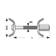 Conector M6 x 65 mm asamblat pentru bancuri de lucru Ø 35 mm cu piesa de montaj, otel zincat la cald, 10 buc./cutie