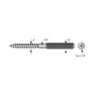Prezon M10 x 120 mm, cu filet redus, pentru lemn, otel zincat, 20 buc/cutie