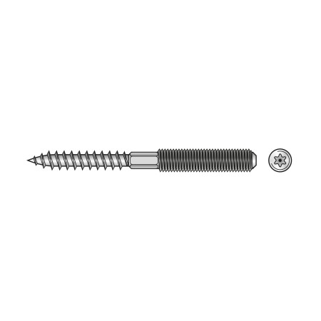 Prezon M8 x 50 mm, cu filet redus, pentru lemn, otel zincat, 20 buc/cutie