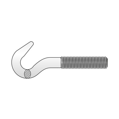Carlig filetat M10 x 60 mm, forjat, otel zincat, 5 buc/cutie